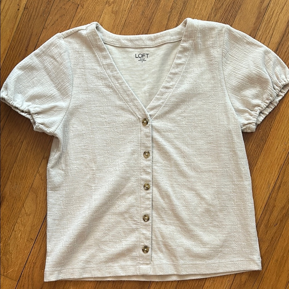 LOFT Cream Faux Button-Up Women's Top